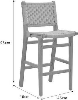 Pakoworld Julien Σκαμπό Μπαρ με Πλάτη Ξύλινο Φυσικό 45x46x95cm 263-000008