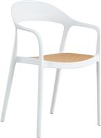 Pakoworld Καρέκλα Εξωτερικού Χώρου Πολυπροπυλενίου Ember Μπεζ-Λευκό 52.5x56.5x81cm 262-000005