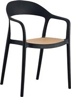Pakoworld Καρέκλα Εξωτερικού Χώρου Πολυπροπυλενίου Ember Μπεζ- Μαύρο 52.5x56.5x81cm 262-000006