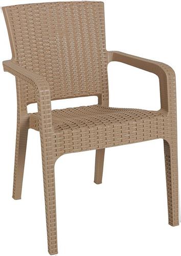 Pakoworld Καρέκλα Εξωτερικού Χώρου Πολυπροπυλενίου Halcyon Μπεζ 57.5x59.5x76cm 253-000012