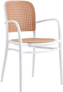 Pakoworld Καρέκλα Εξωτερικού Χώρου Πολυπροπυλενίου Juniper Μπεζ-Λευκό 56x52.5x86.5cm 262-000003