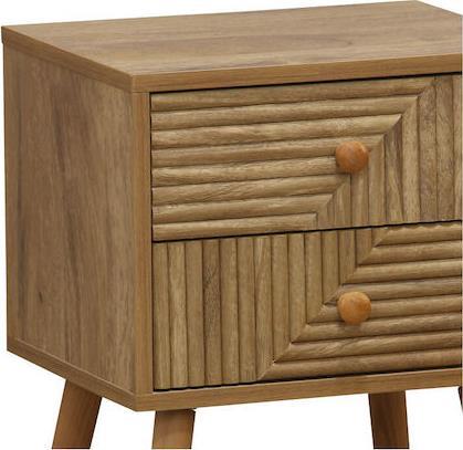 Pakoworld Κομοδίνο Historic από Μασίφ Ξύλο Μπεζ 37.5x32x54cm 260-000001