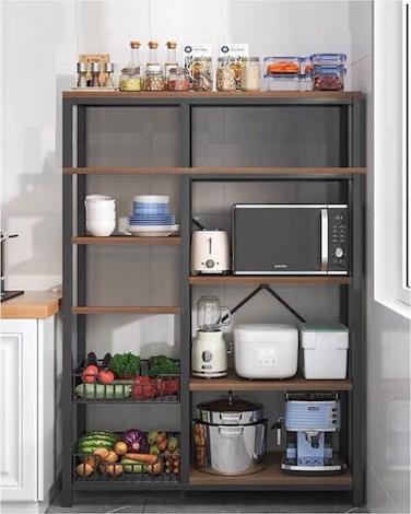 Pakoworld Leena Ραφιέρα Δαπέδου Dark Oak-Μαύρο 80x30x142cm 072-000060