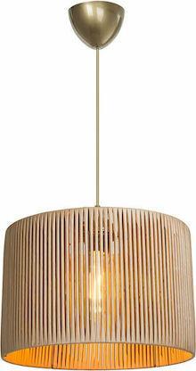 Pakoworld PWL-1118 Vintage Κρεμαστό Φωτιστικό Μονόφωτο με Ντουί E27 σε Μπεζ Χρώμα