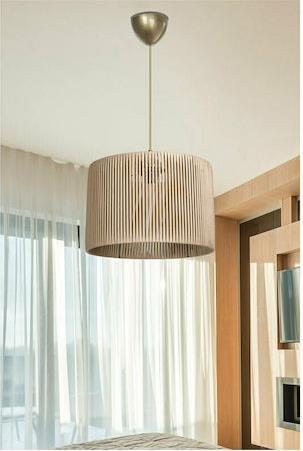 Pakoworld PWL-1118 Vintage Κρεμαστό Φωτιστικό Μονόφωτο με Ντουί E27 σε Μπεζ Χρώμα