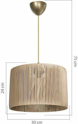 Pakoworld PWL-1118 Vintage Κρεμαστό Φωτιστικό Μονόφωτο με Ντουί E27 σε Μπεζ Χρώμα