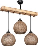 Pakoworld PWL-1120 Vintage Κρεμαστό Φωτιστικό Τρίφωτο Καμπάνα με Ντουί E27 σε Μπεζ Χρώμα 147-000111