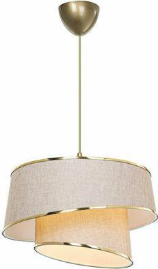 Pakoworld PWL-1127 Κλασικό Κρεμαστό Φωτιστικό Μονόφωτο με Ντουί E27 σε Μπεζ Χρώμα