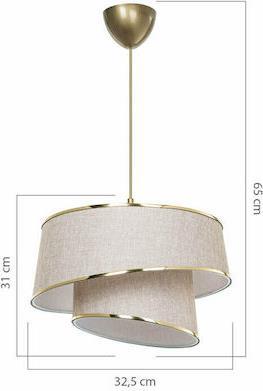 Pakoworld PWL-1127 Κλασικό Κρεμαστό Φωτιστικό Μονόφωτο με Ντουί E27 σε Μπεζ Χρώμα