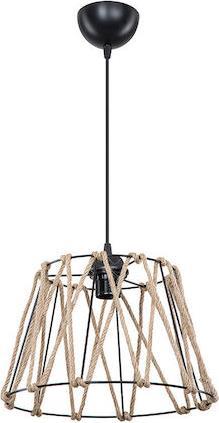 Pakoworld PWL-1160 Μοντέρνο Κρεμαστό Φωτιστικό Μονόφωτο με Σχοινί και Ντουί E27 Μπεζ