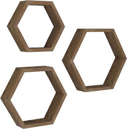 Pakoworld Ραφιέρα τοίχου Valis τριών τεμαχίων χρώμα καρυδί 40x9x35cm