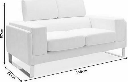Pakoworld Shea Διθέσιος Καναπές Δερματίνη Ivory 158x80x87cm 074-000011
