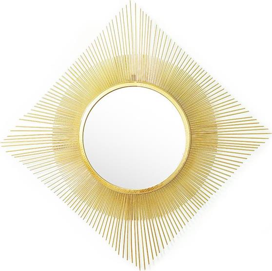 Pakoworld Sunshine Καθρέπτης Τοίχου με Χρυσό Μεταλλικό Πλαίσιο 70x70cm 233-000006