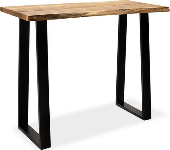Pakoworld Τραπέζι μπαρ-κονσόλα Miles μασίφ ξύλο χρώμα καρυδί-πόδι μέταλλο μαύρο 120x53x97εκ
