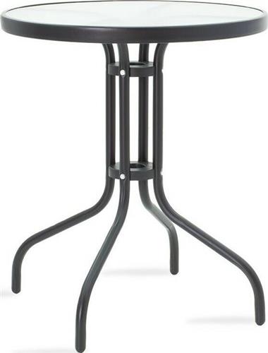 Pakoworld Τραπέζι κήπου Watson μέταλλο μαύρο-γυαλί Φ60x70εκ