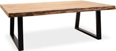 Pakoworld Τραπέζι σαλονιού Miles μασίφ ξύλο χρώμα καρυδί-πόδι μέταλλο μαύρο 115x72x41εκ