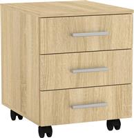 Pakoworld Luke Συρταριέρα Γραφείου με Ροδάκια & 3 Συρτάρια Sonoma 40x48.5x53.5cm