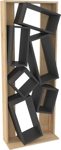 Pakoworld Βιβλιοθήκη Jamey Φυσικό-Ανθρακί 60x24x153.6cm 120-000395