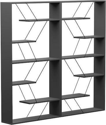 Pakoworld Βιβλιοθήκη Tars Ανθρακί-Μαύρο 168x24x157cm 225-000044
