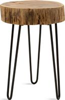 Pakoworld Βοηθητικό τραπέζι σαλονιού Tripp μασίφ ξύλο χρώμα καρυδί-πόδι μέταλλο μαύρο 32x30x47εκ