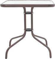 Pakoworld Watson Τραπέζι Εξωτερικού Χώρου Μεταλλικό με Γυάλινη Επιφάνεια Καφέ 80x80x70cm 130-000028