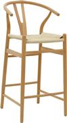 Pakoworld Wishbone Σκαμπό Μπαρ με Πλάτη Ξύλινο Φυσικό 53x54x107cm 263-000003