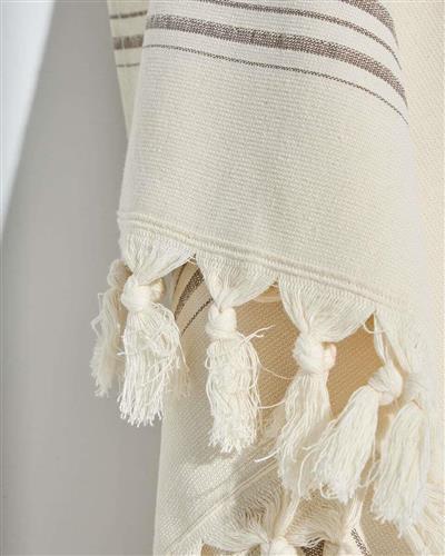 Pennie Anka Βαμβακερή Ριγέ Πετσέτα Παρεό Κρόσσι 90x170cm Σοκολά 380295-07