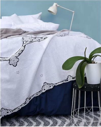 Pennie Dantela Beniz Κουβέρτα Βαμβακερή Υπέρδιπλη 240x280cm Λευκή 710416-01