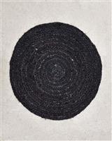 Pennie Dark Καλοκαιρινό Χαλί Στρογγυλό Ψάθινο Μαύρο με Διάμετρο 200cm 041709-01