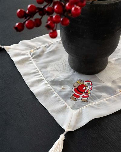 Pennie Χριστουγεννιάτικο Τραπεζομάντηλο Καρέ Υφασμάτινο Λευκό Μ40xΠ40cm 170771-01