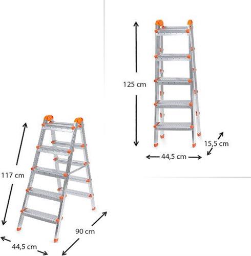 Perilla Double Step Σκάλα Μεταλλική με 2x5 Σκαλοπάτια 117cm 0220062