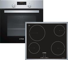 Pitsos PH10M40X2 + CRE645S06 Φούρνος άνω Πάγκου 66lt με Κεραμικές Εστίες Π60cm Inox