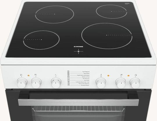 Pitsos PHC009120 Κουζίνα 66lt με Κεραμικές Εστίες Π60cm Λευκή