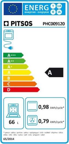 Pitsos PHC009120 Κουζίνα 66lt με Κεραμικές Εστίες Π60cm Λευκή
