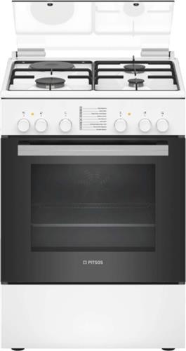 Pitsos PHC009G20 Κουζίνα 66lt με Εστίες Υγραερίου & Ρεύματος Π60cm Λευκή