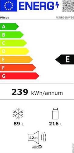 Pitsos PKNB36NWE0 Ψυγειοκαταψύκτης 305lt Total NoFrost Υ186xΠ60xΒ66cm Λευκός