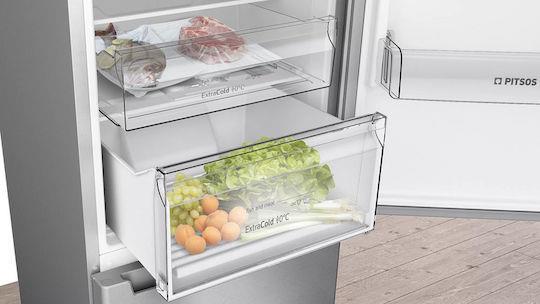 Pitsos PKNB36VIE3 Ψυγειοκαταψύκτης 326lt Total NoFrost Υ186xΠ60xΒ66cm Inox