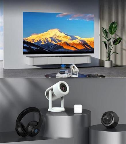 Powertech PT-1305 Projector LCD Full HD Λάμπας LED με Wi-Fi και Ενσωματωμένα Ηχεία Λευκός