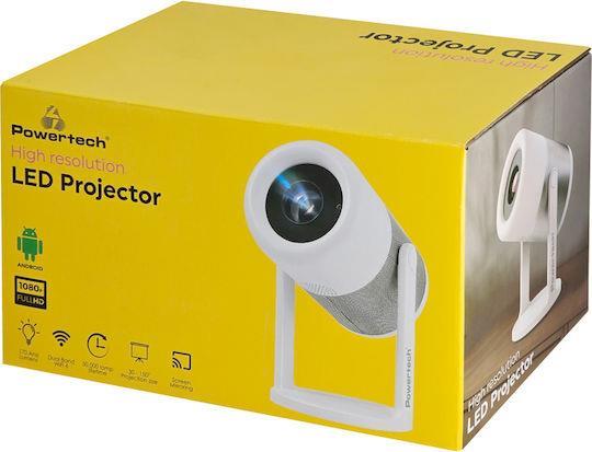 Powertech PT-1305 Projector LCD Full HD Λάμπας LED με Wi-Fi και Ενσωματωμένα Ηχεία Λευκός
