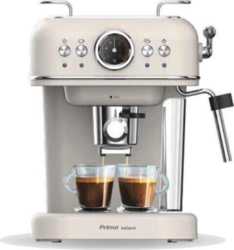 Primo PREM-40445 Ημιαυτόματη Μηχανή Espresso Πίεσης 20bar για Cappuccino Μπεζ