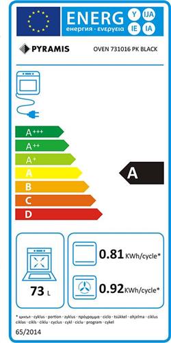 Pyramis 731016PK Φούρνος άνω Πάγκου 73lt Μαύρος