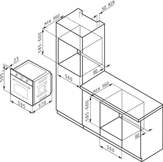 Pyramis 731065 PKLED Φούρνος άνω Πάγκου 73lt Inox