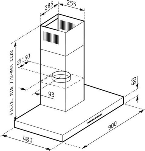Pyramis Agilo NT Απορροφητήρας Καμινάδα 90cm Inox