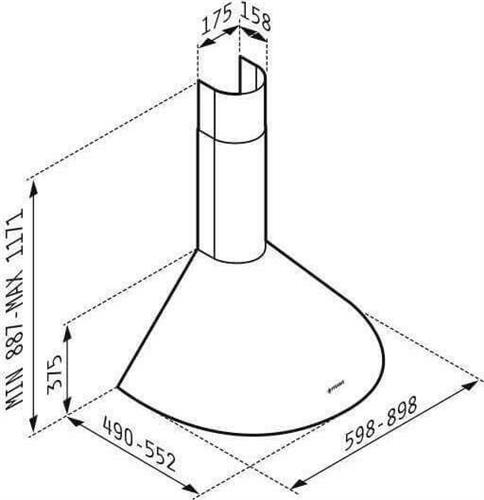 Pyramis Classic Στρογγυλός Απορροφητήρας Καμινάδα 60cm Inox