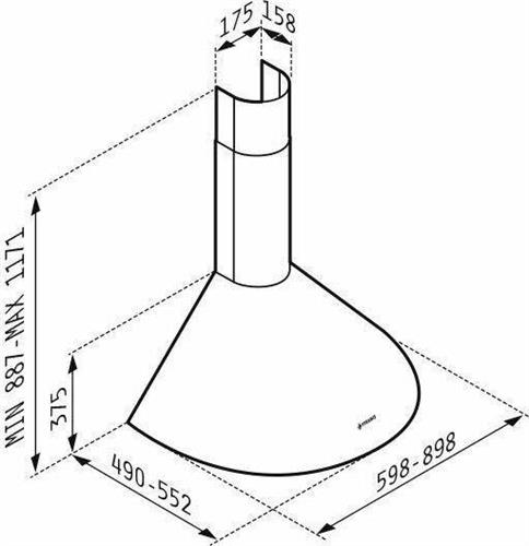 Pyramis Classic Στρογγυλός Απορροφητήρας Καμινάδα 90cm Inox