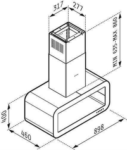 Pyramis Corso Elegant Απορροφητήρας Νησίδα 90cm Μαύρος-Inox