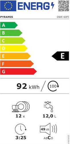 Pyramis DWE 60FI Πλήρως Εντοιχιζόμενο Πλυντήριο Πιάτων για 12 Σερβίτσια Π60cm