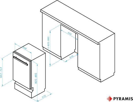 Pyramis DWF 45FI Πλήρως Εντοιχιζόμενο Πλυντήριο Πιάτων για 10 Σερβίτσια Π45cm