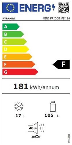 Pyramis FSI 84 Μονόπορτο Ψυγείο 122lt Υ83.8xΠ59.5xΒ54cm Λευκό