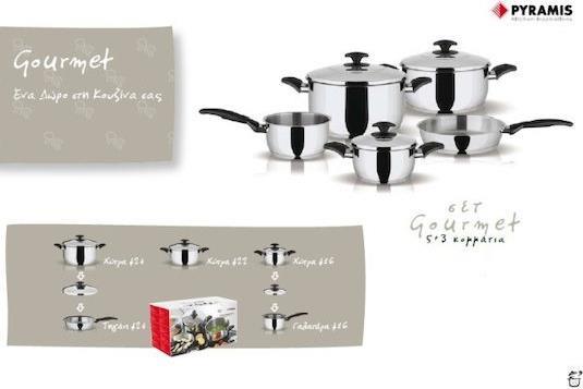 Pyramis Gourmet Σετ Κατσαρόλες από Ανοξείδωτο Ατσάλι Ασημί 8τμχ